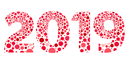 2019 Happy New Year red and pink bubbles isolated symbolのイラスト素材