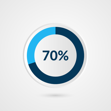 70 percent blue grey and white pie chart. Percentage vector infographics. Circle diagram business illustrationのイラスト素材