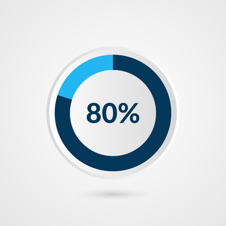 80 percent blue grey and white pie chart. Percentage vector infographics. Circle diagram business illustrationのイラスト素材