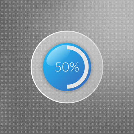 50 percent pie chart icon. Percentage vector infographics. Circle diagram symbol isolated on dotted background. Business illustrationのイラスト素材