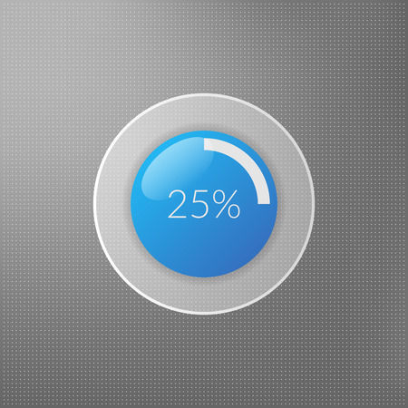25 percent pie chart icon. Percentage vector infographics. Circle diagram symbol isolated on dotted background. Blue white and grey business illustrationのイラスト素材
