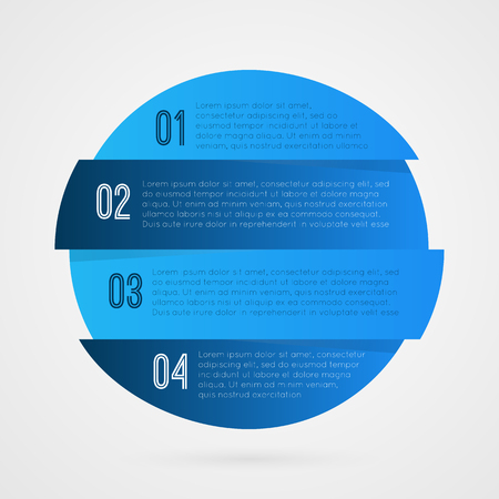 1 2 3 4 progress blue and white symbol. One two three four step vector infographic element. Isolated Circle icon illustration for marketing, business project, web design, template, sample text, reportのイラスト素材
