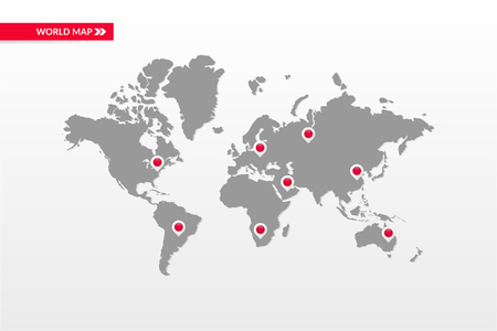 Vector world map infographic symbol. Country capital map point icons. International global illustration sign. Template elements for business, global marketing project, web design, presentation, textのイラスト素材