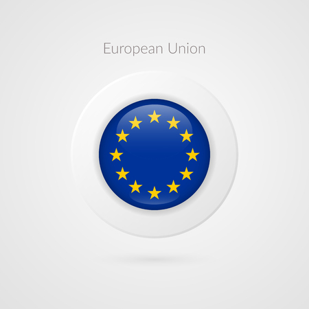 Europe flag vector sign. Isolated European Union circle symbol. EU illustration icon with starts for presentation, business, marketing project, advertisement, travel, concept, web design, badge, logoのイラスト素材
