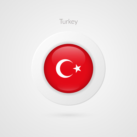 Turkish flag sign. Isolated Turkey circle symbol. Country illustration icon for presentation, project, advertisement, sport event, travel, concept, web design, badge, logoのイラスト素材