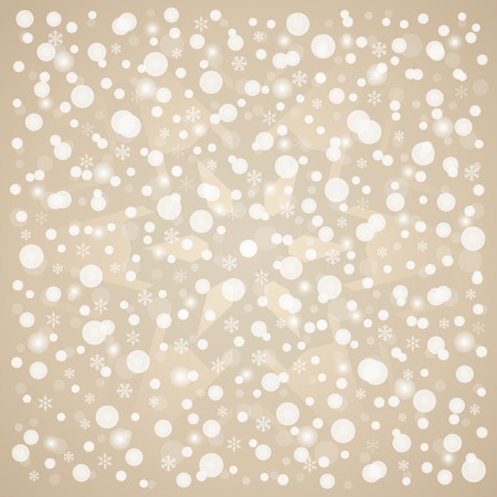 Merry Christmas & Happy New Year snowflakes pattern. Brown and white winter holiday illustration. Vector snow background for decoration, designのイラスト素材