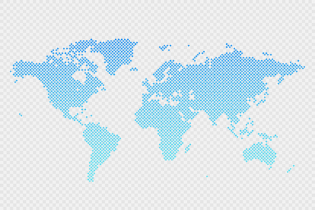 Vector world map infographic symbol on transparent background. International rhombus illustration sign. Blue gradient template element for business, project, sample, web, design, media, news, blogのイラスト素材