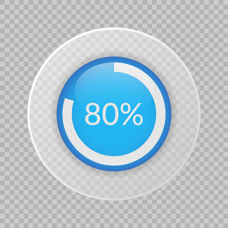 80 percent pie chart on transparent background. Percentage vector infographics.のイラスト素材