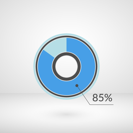 85 percent pie chart isolated symbol. Percentage vector info graphics.のイラスト素材