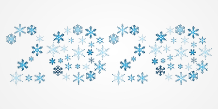 2020 snowflakes vector symbol. Happy New Year illustration. Isolated decorative blue icon for winter holiday, decoration, web, concept, design, celebration, greetingのイラスト素材