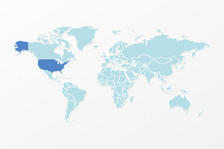 United States of America vector map. World infographic symbol. International global illustration sign. Design element for business, global project, USA, icon, web, template, travelのイラスト素材