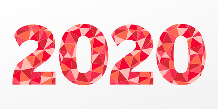 2020 triangle vector symbol. Happy New Year abstract illustration for decoration, celebration, winter holiday, infographic, business, calendar, design. Isolated red geometric iconのイラスト素材