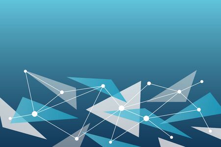 Abstract vector background. Triangle network pattern. Grey blue white illustration for technology, neural, structure, net, web, futuristic, web designのイラスト素材