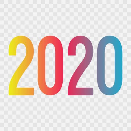 2020 vector symbol. Happy New Year illustration for decoration, celebration, winter holiday, infographic, business, calendar, design. Blue red and yellow gradient icon on transparent backgroundのイラスト素材