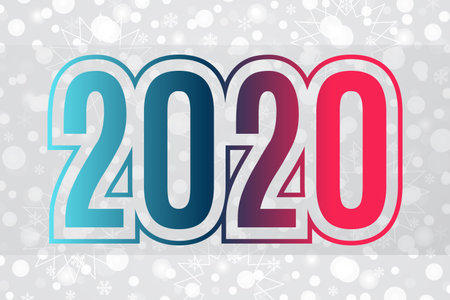 2020 vector blue red gradient symbol on snowflake background. Happy New Year illustration for...