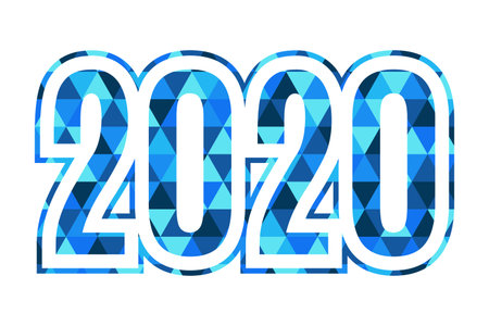 2020 Happy New Year triangle illustration for decoration. Winter holiday blue icon. Illustration for decoration, celebration, celebration, event, designのイラスト素材