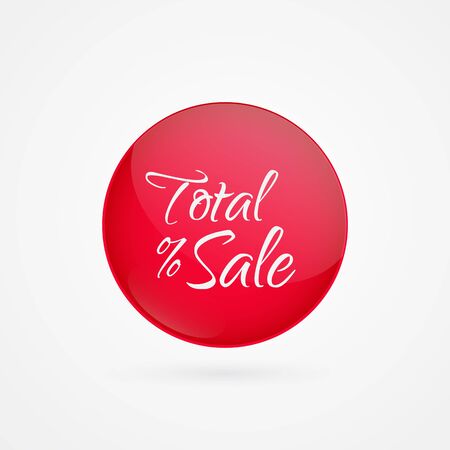 Total Sale vector circle icon. Red isolated symbol. Illustration sign for discount, advertisement, marketing business, shopping, shop, product, web designのイラスト素材