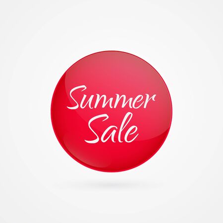 Summer Sale vector circle icon. Red isolated symbol. Illustration sign for discount, advertisement, marketing business, shopping, shop, product, web designのイラスト素材