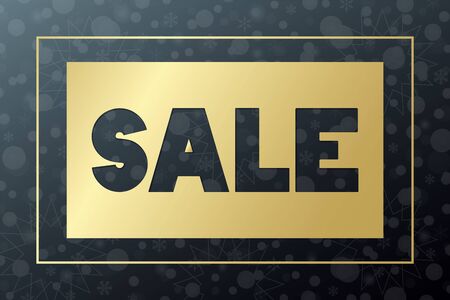Sale gold vector banner. Golden  sign on Christmas pattern. Illustration for advertisement, discount, best offer, business, shopping, shop, web design, winter seasonのイラスト素材