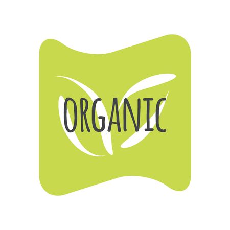 Organic vector sticker. Isolated green label. Symbol for food icon, product, healthy eating, packaging, design, concept, fruit, vegetable, signのイラスト素材