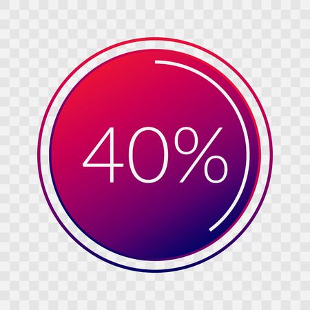 40 percent circle chart, isolated symbol on transparent background. Vector gradient element. Infographic sign. Illustration, icon for business, finance, report, web design, downloadingのイラスト素材