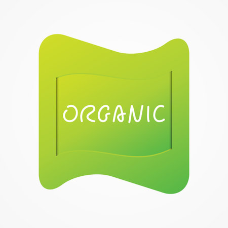 Organic icon. Green gradient vector sign isolated. Illustration symbol for food, label, product sticker, healthy eating, design, menuのイラスト素材