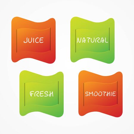 Juice, Natural, Smoothie, Fresh icon. Green, orange gradient vector sign isolated. Illustration symbol for food, drink, product, sticker, package, label, healthy eating, design elementのイラスト素材