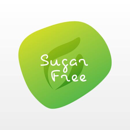 Sugar free icon. Green gradient vector sign isolated. Illustration symbol with leaf for food, product sticker, package, label, healthy eating, design, diet, diabetes, diabeticのイラスト素材