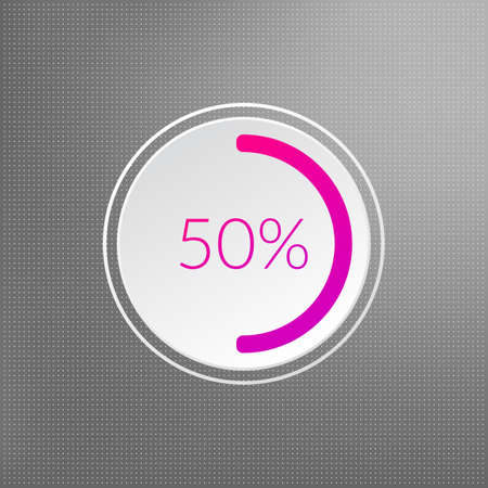 50 percent isolated pie chart. Percentage vector, infographic icon on dotted background. Sign for business, finance, web design, download, progressのイラスト素材