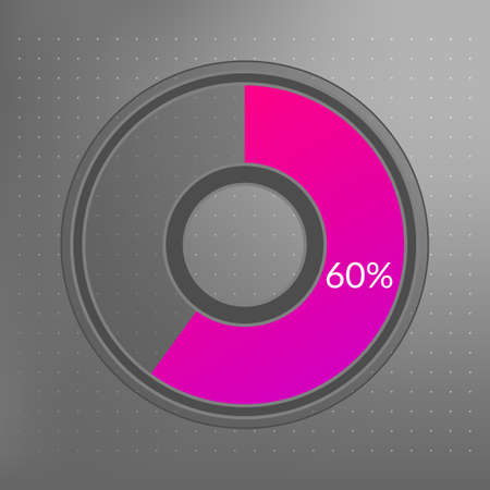 60 percent isolated pie chart. Percentage vector, transparent infographic icon on dotted background. Circle sign for business, finance, web design, download, progressのイラスト素材