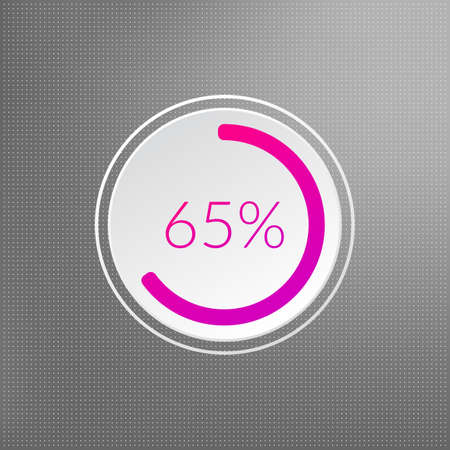65 percent isolated pie chart. Percentage vector, infographic icon on dotted background. Sign for business, finance, web design, download, progressのイラスト素材