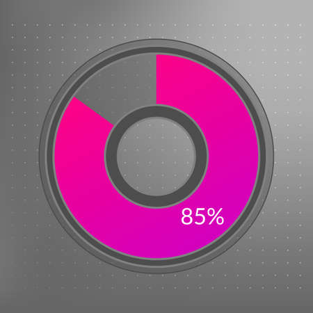 85 percent isolated pie chart. Percentage vector, transparent infographic icon on dotted background. Circle sign for business, finance, web design, download, progressのイラスト素材