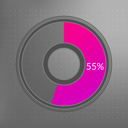 55 percent isolated pie chart. Percentage vector, transparent infographic icon on dotted background. Circle sign for business, finance, web design, download, progressのイラスト素材