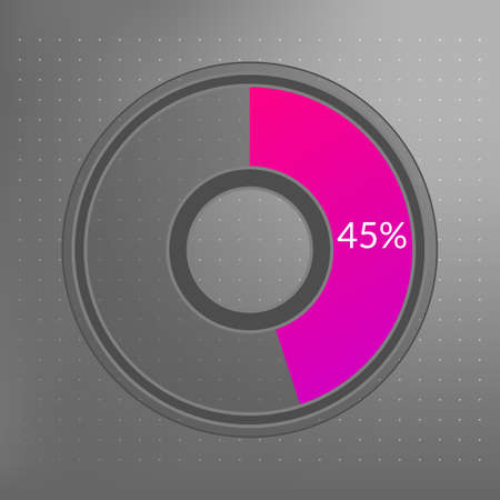 45 percent isolated pie chart. Percentage vector, transparent infographic icon on dotted background. Circle sign for business, finance, web design, download, progressのイラスト素材