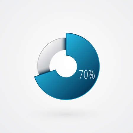 70 percent isolated pie chart. Percentage vector symbol, infographic blue gray gradient icon. Circle sign for business, finance, web design, download, progressのイラスト素材