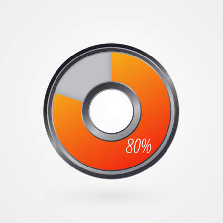 80 percent isolated pie chart. Percentage vector symbol, infographic gray orange gradient icon. Circle sign for business, finance, web design, download, progressのイラスト素材