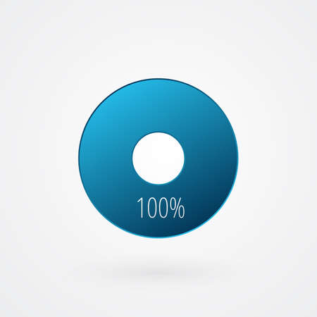 100 percent isolated pie chart. Percentage vector symbol, infographic blue gray gradient icon. Circle sign for business, finance, web design, download, progressのイラスト素材