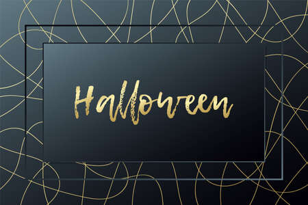 Halloween card. Vector illustration. Black and gold banner. Abstract background for decoration, celebration, designのイラスト素材