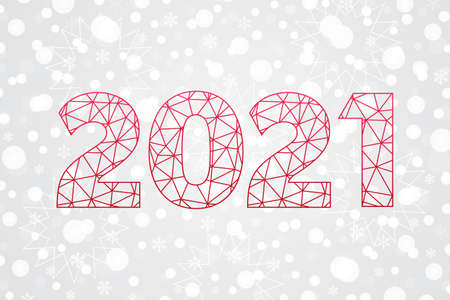 2021 Happy New Year triangle icon. Snowflake background. Snow illustration for decoration, celebration, design, greeting, winter holidayのイラスト素材