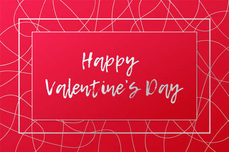 Happy Valentine's Day card. Vector illustration. Red and silver banner. Abstract background for decoration, celebration, designのイラスト素材