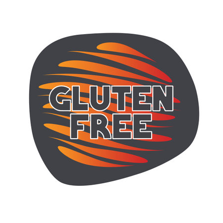 Gluten free icon. Gray orange vector sign isolated. Illustration symbol for food, product sticker, logo, package, label, diet, design elementのイラスト素材
