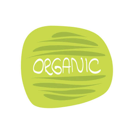 organic icon. Green vector sign isolated. Illustration symbol for food, product sticker, logo, package, label, design elementのイラスト素材