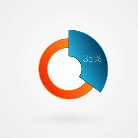 35 percent isolated pie chart. Percentage vector, infographic gradient icon. Circle sign for business, finance, web design, download, progressのイラスト素材