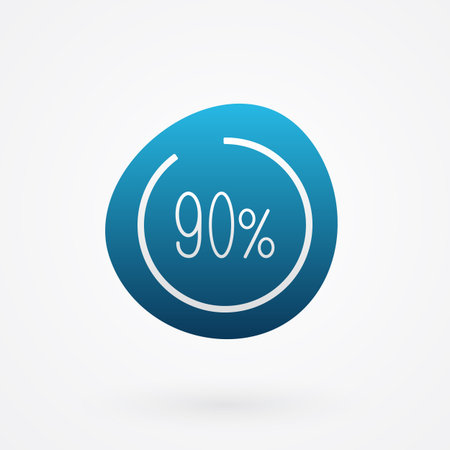 90 percent isolated pie chart. Vector infographic gradient icon. Sign for business, finance, web...