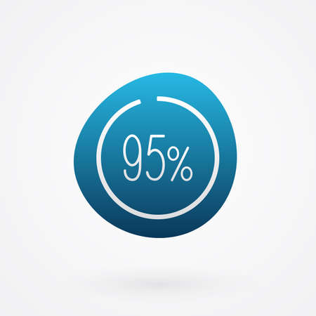 95 percent isolated pie chart. Vector infographic gradient icon. Sign for business, finance, web design, download, progressのイラスト素材