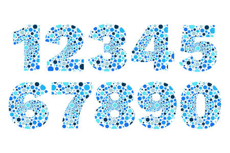 Numbers 1 2 3 4 5 6 7 8 9 0. Circle symbols for decoration, design. Isolated bubbles vector icons setのイラスト素材