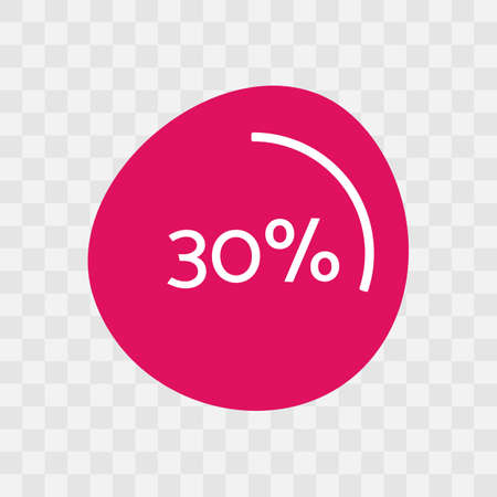 30 percent chart. Vector percentage infographics. Magenta isolated icon on transparent background. Sign for download, growth, progress, business, finance, designのイラスト素材