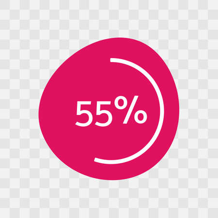 55% chart. Vector percentage infographics. Magenta isolated icon on transparent background. Sign for download, growth, progress, business, finance, designのイラスト素材