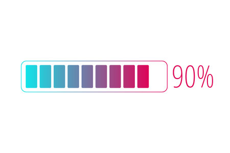 90 percent chart. Vector percentage infographics. Isolated gradient icon. Sign for download, growth,...