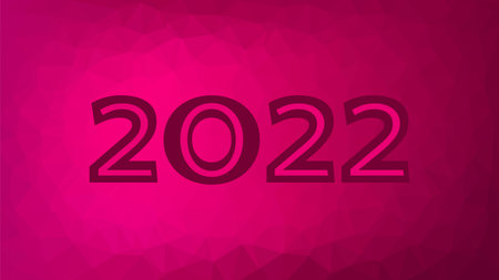 2022 year sign. Magenta gradient low poly pattern. Polygonal vector background for web page,...